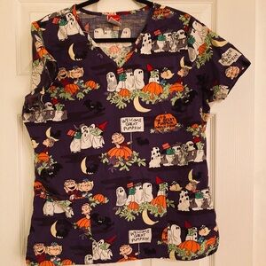Peanuts Halloween Scrub Top